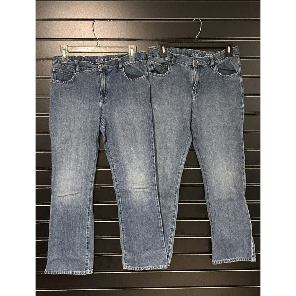 Lot of 2 Children’s Place Boys Bootcut Jeans Size 14 HUSKY Adjustable Waist